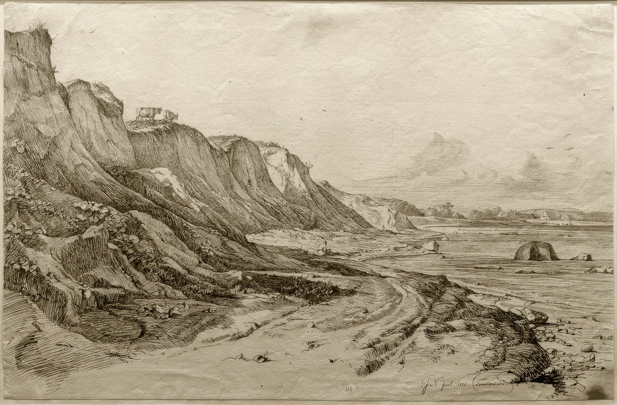 F.Nerly, The Brodtener Ufer nær Travemünde av Friedrich Nerly