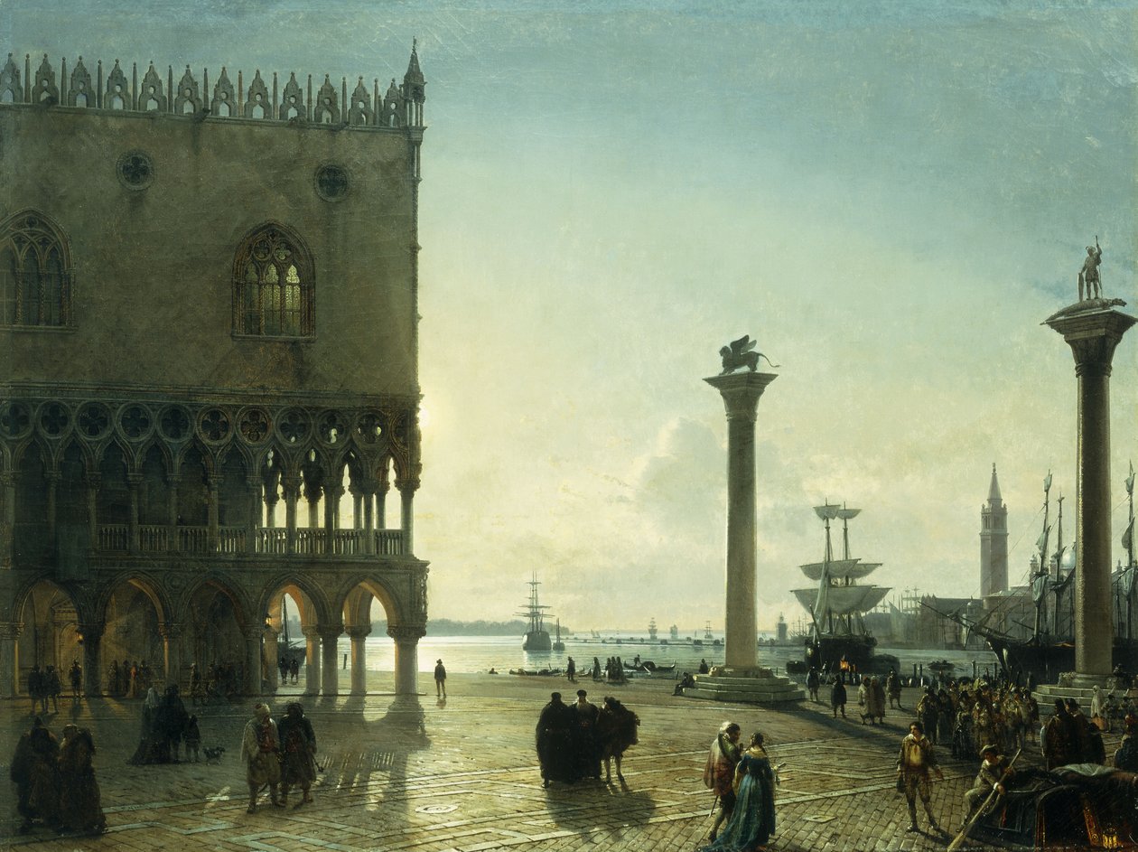 Piazza San Marco om natten, av Friedrich Nerly