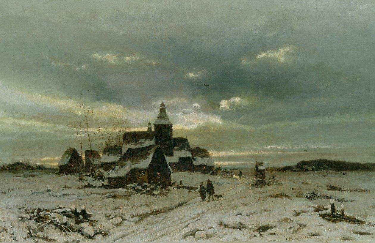 En landsby i snøen av Friedrich Nicolai Joseph Heydendahl