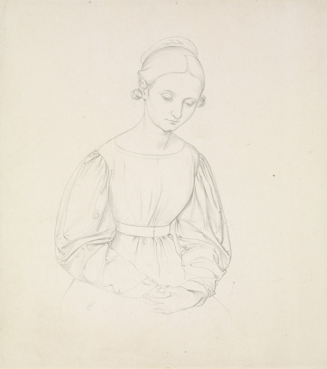 Portrett av kunstnerens kone, Nina, ca. 1830 (grafitt på papir) av Friedrich Overbeck