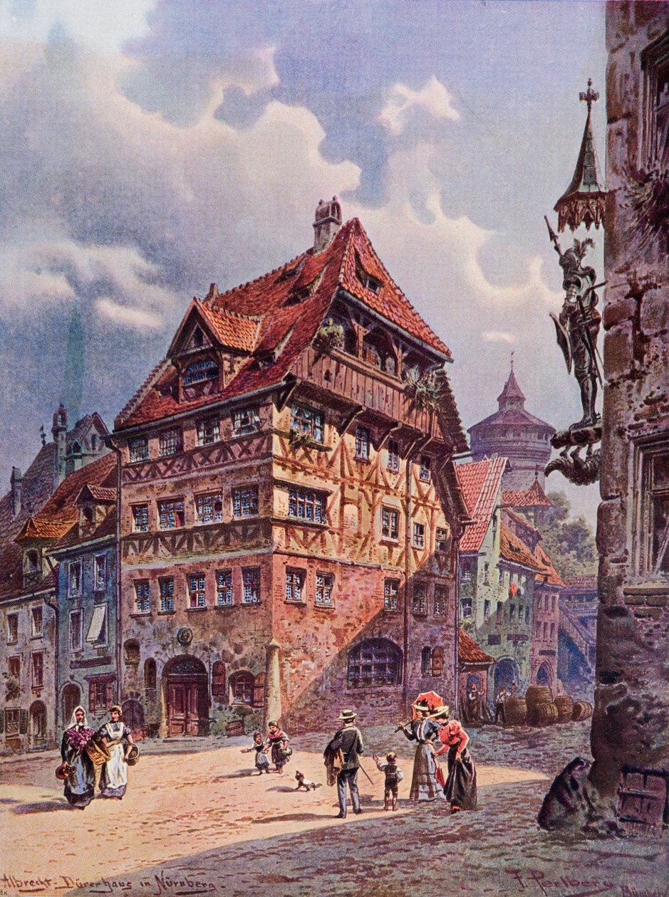 Albrecht Durers hus i Nürnberg, Tyskland, slik det var på 1800-tallet, fra 