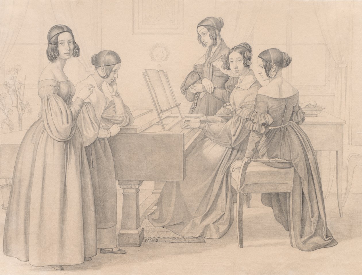Musicale på Prellers, 1838. av Friedrich Preller