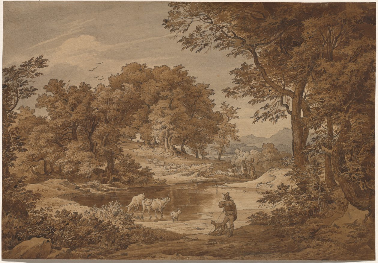 Et italiensk landskap med hyrder av Friedrich Preller the Elder