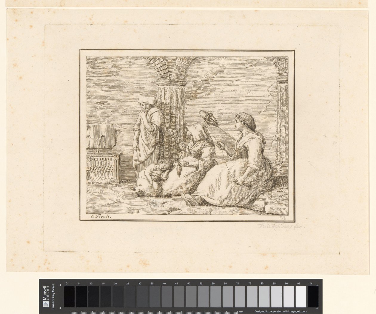 spinnende kvinner Scener fra hverdagen i Italia (serietittel) Figur prese dal vero (serietittel på objekt) av Friedrich Rehberg