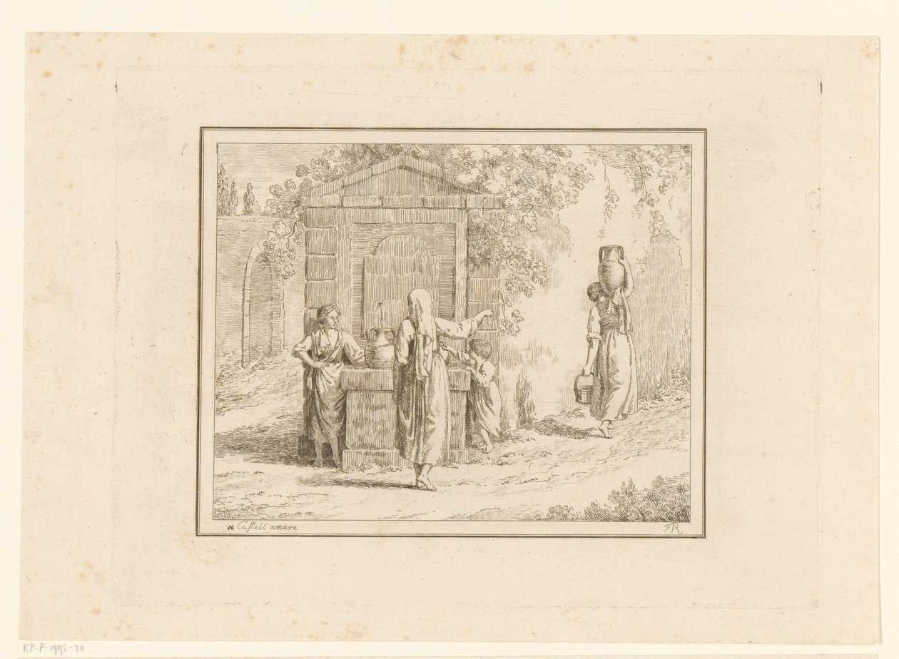 Kvinner ved vannbrønn Scener fra hverdagen i Italia (serietittel) Figur prese dal vero (serietittel på objekt) av Friedrich Rehberg