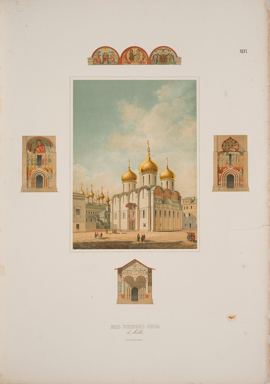 Dormition-katedralen i Kreml i Moskva, 1850 av Friedrich Richter