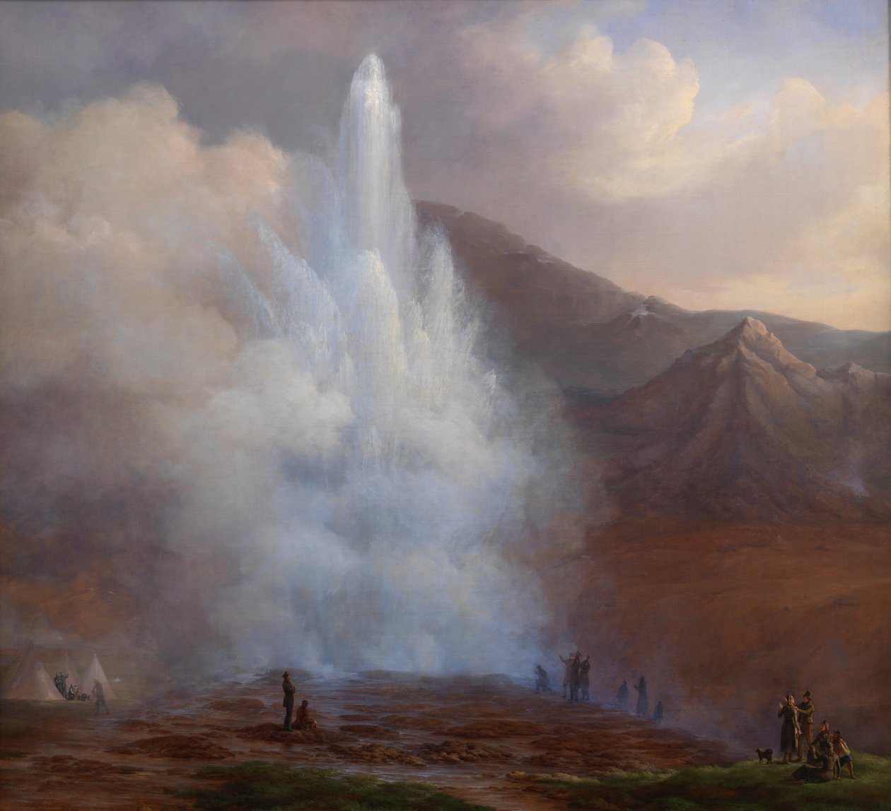 Utbruddet av den store geysiren på Island i 1834 av Friedrich Theodore Kloss