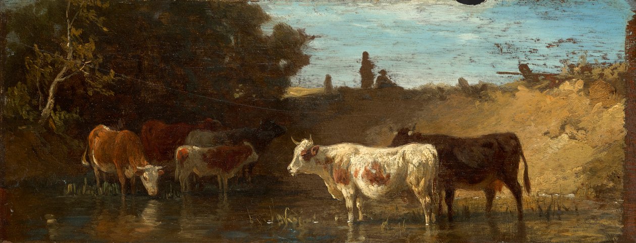 Kyr ved vanningstrauet av Friedrich Voltz