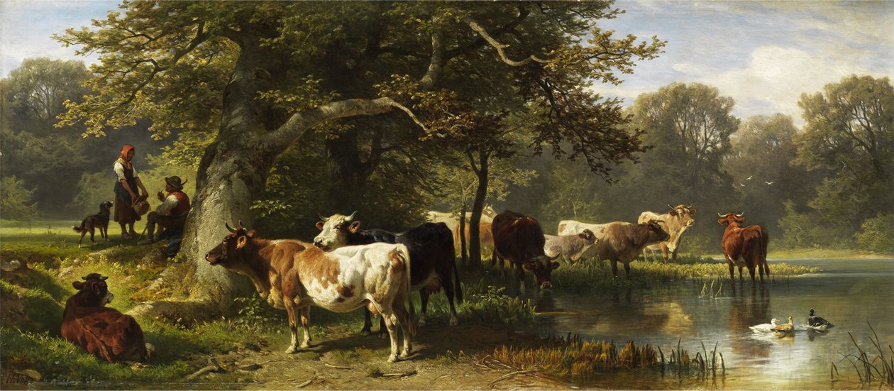 Storfe på drikkestedet av Friedrich Voltz