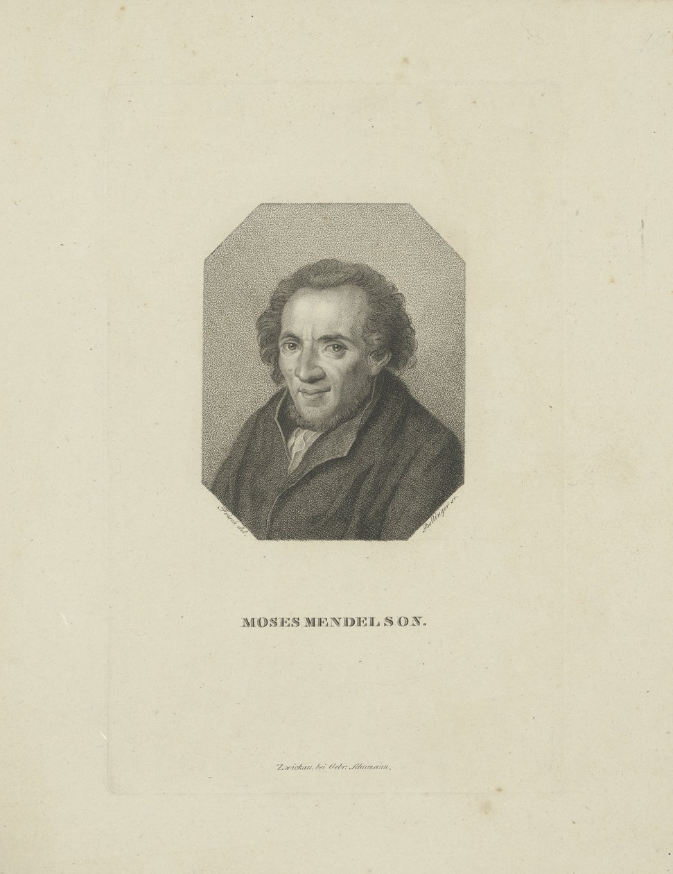 Portrett av Moses Mendelssohn 1729-1786, 1818. av Friedrich Wilhelm Bollinger