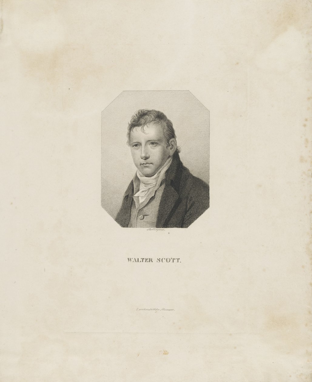 Portrett av den historiske romanforfatteren og poeten Sir Walter Scott 1771-1832, ca 1825. av Friedrich Wilhelm Bollinger