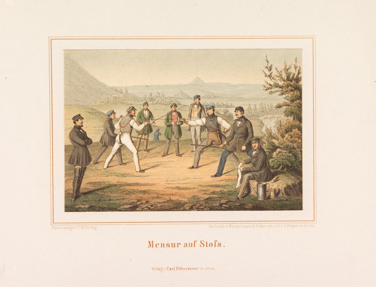 Mensur på Stofs. Bilder fra tysk studentliv, 1865. av Friedrich Wilhelm Geiling