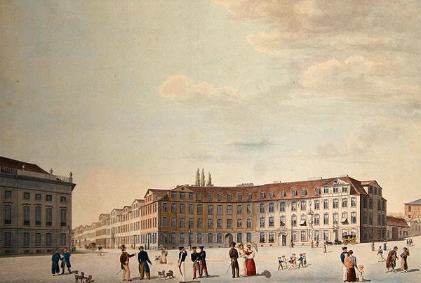 Kongens plass i Kassel (penn og akvarell på papir) av Friedrich Wilhelm Selig