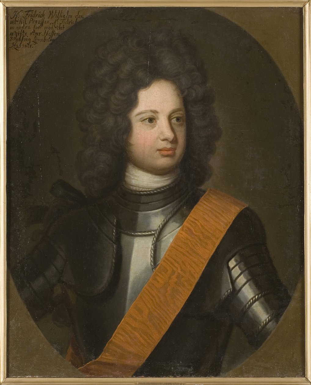 Frederic Guillaume I de Prusse, dit le roi sergent - Portrett av Frederick William I (1688-1740), konge i Preussen, av Weidemann, Friedrich Wilhelm (1668-1750). Olje på lerret, tidlig 1700-tall.. Dimensjon: 88,5x73,5 cm. Nationalmuseum Stockholm av Friedrich Wilhelm Weidemann