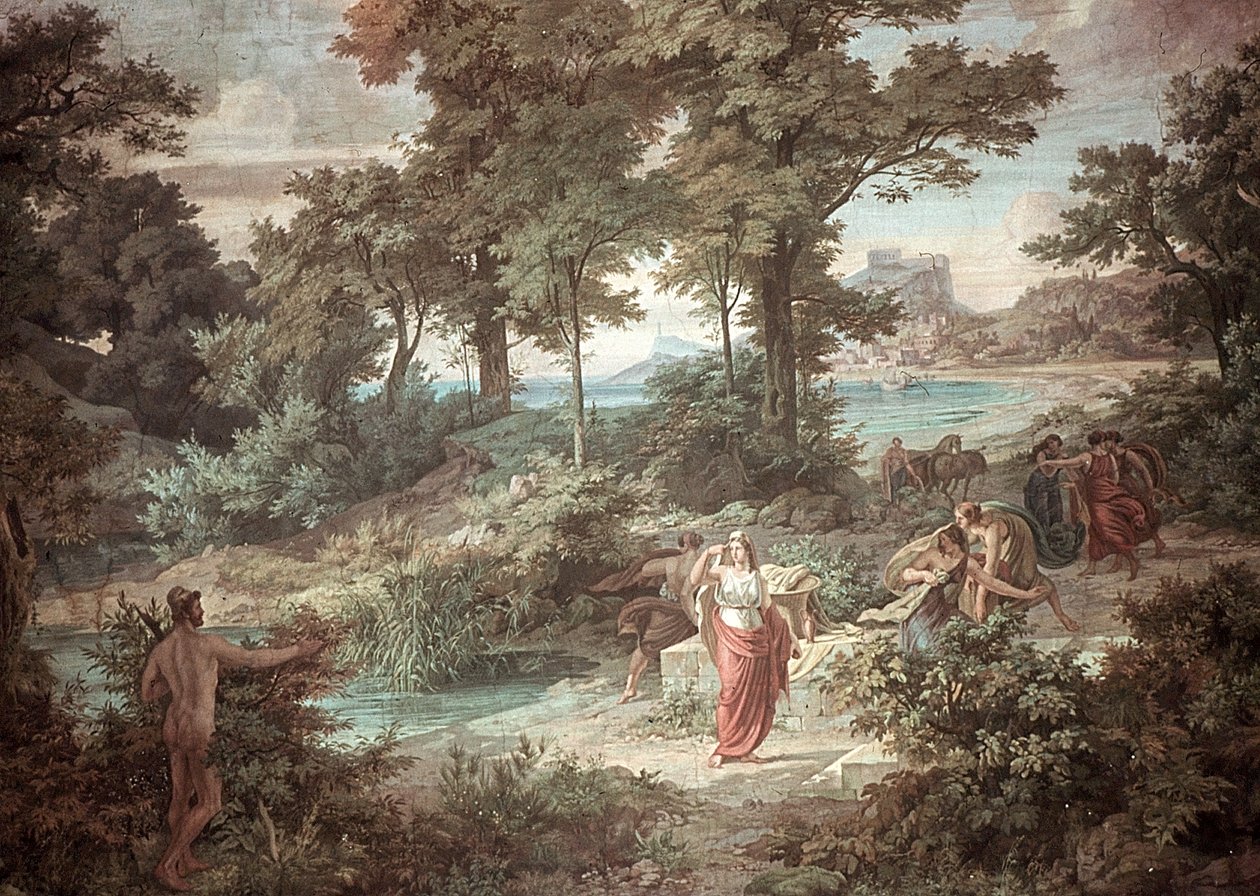 Odysseus og Nausicaa, Scener fra Odysseen av Friedrich the Elder Preller