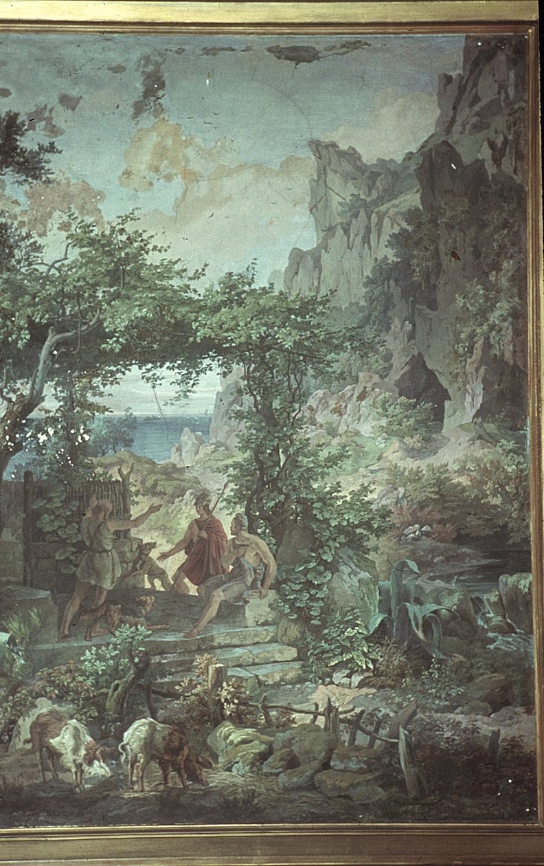 Odysseus ved svinegjeteren Eumaeus, Scener fra Odysseen av Friedrich the Elder Preller