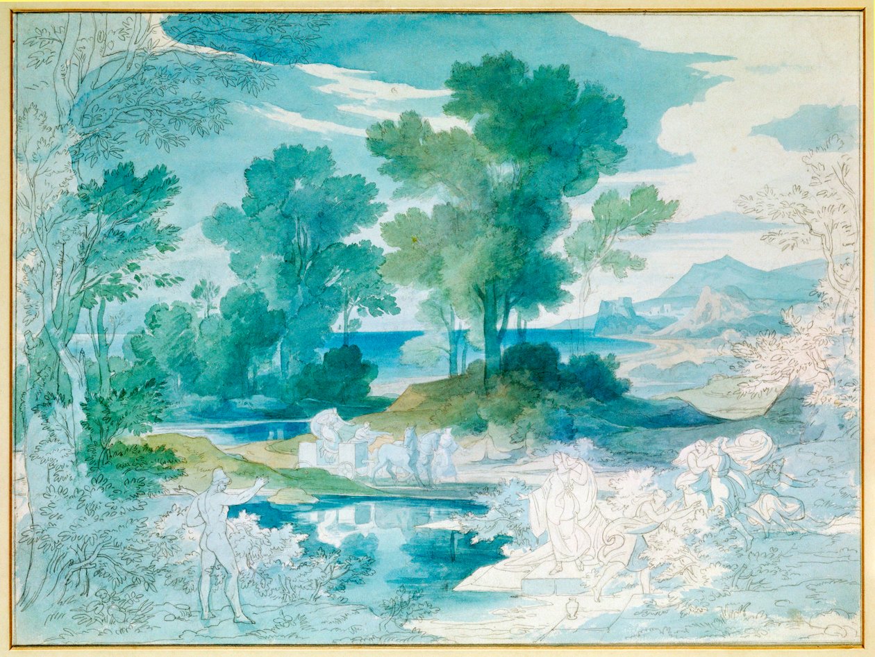 Ulysses og Nausicaa (akvarell) av Friedrich the Elder Preller