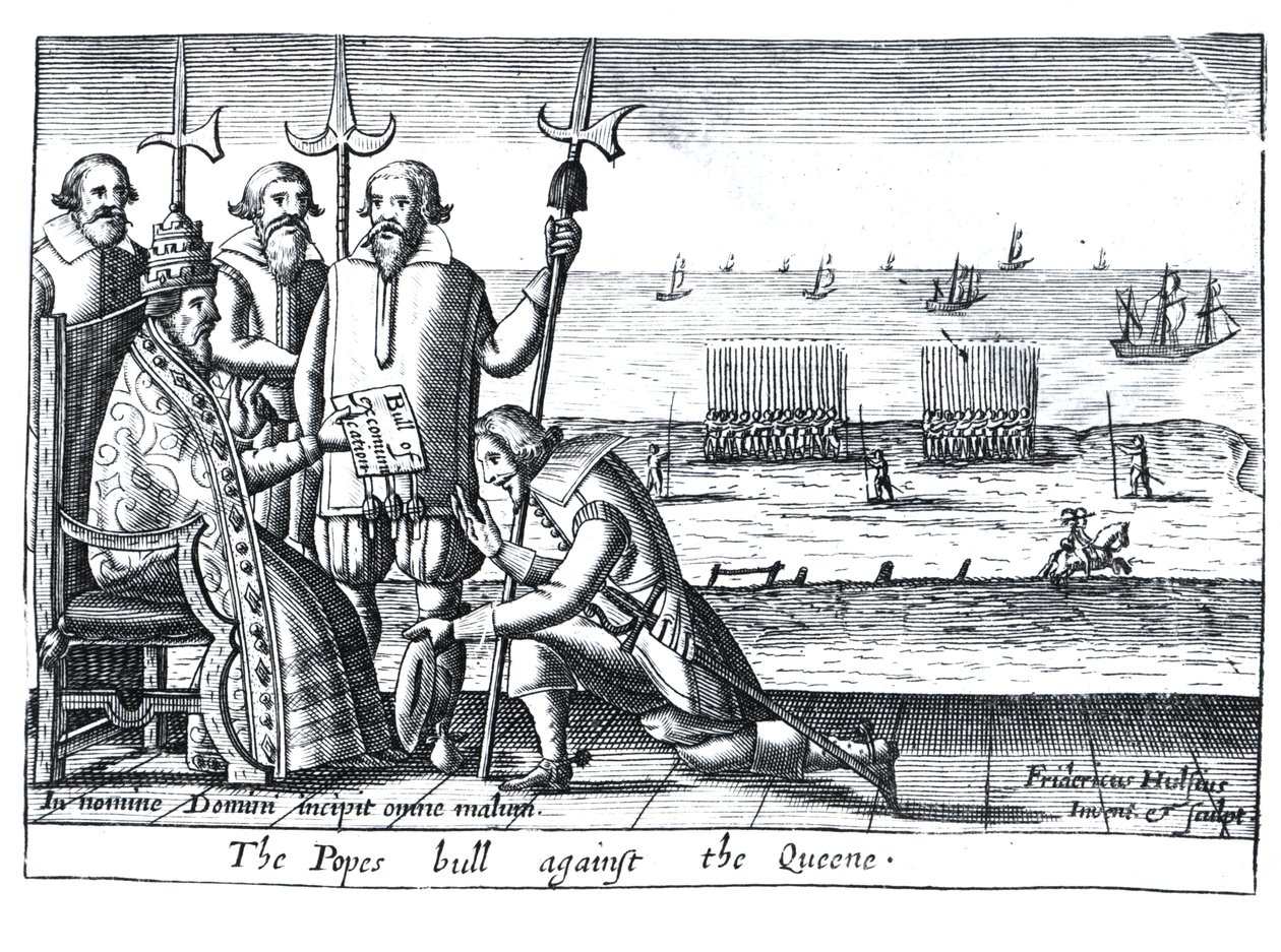 Pavens okse mot dronningen i 1570 (gravering) av Friedrich van Hulsen