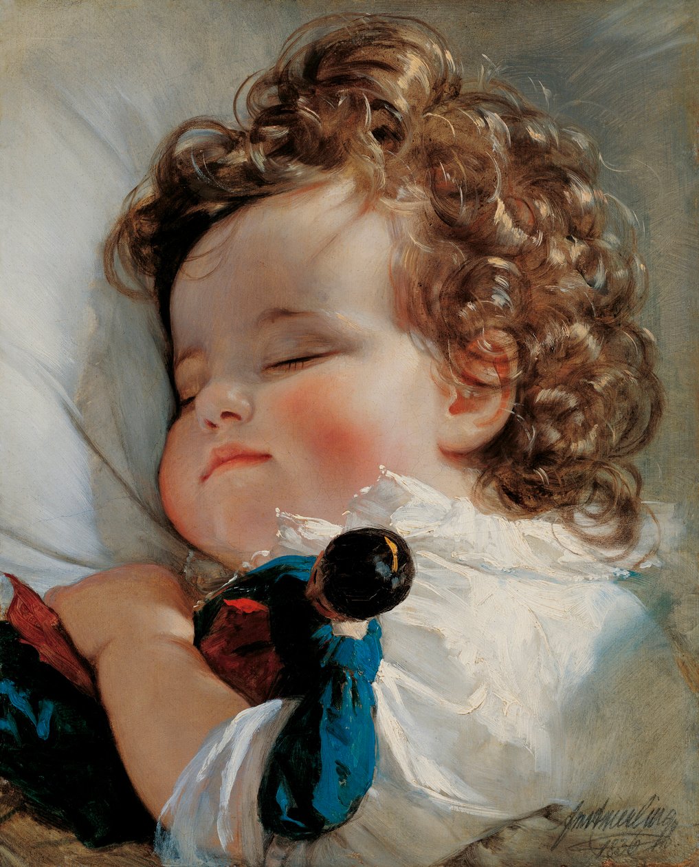 ""Portrett av prinsesse Marie av Liechtenstein (1834-1909) i en alder av to år"" (Portrett av prinsesse Marie Franziska von Liechtenstein (1834-1909) i en alder av to år) Maleri av Friedrich Ritter von Amerling (1803- 1887) av Friedrich von Amerling
