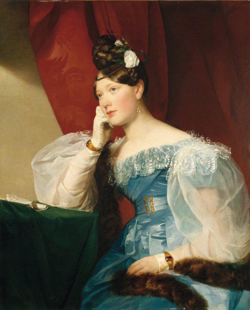 Portrett av Julie von Woyna, født Freiin von Krieg-Hochfelden, senere Benedek (1811-1895), av Amerling, Friedrich Ritter von (1803-1887). Olje på lerret av Friedrich von Amerling