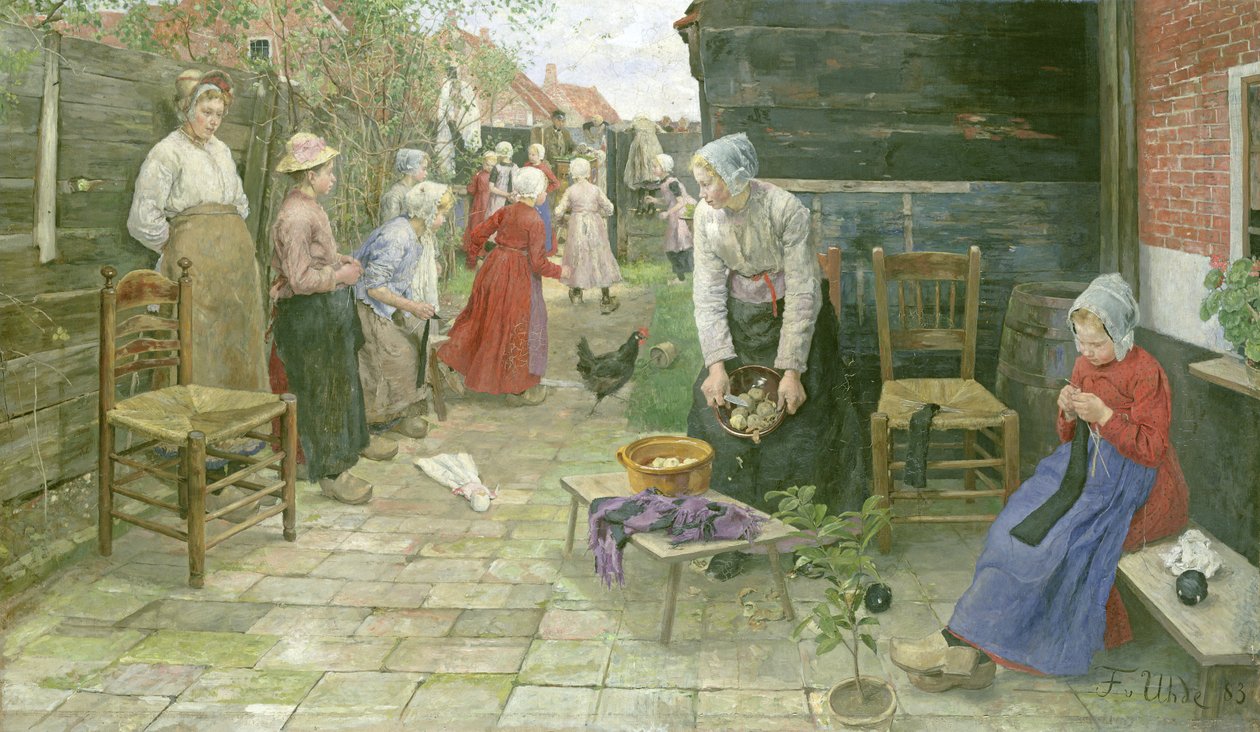 Orgelkvernen kommer, 1883 av Fritz von Uhde