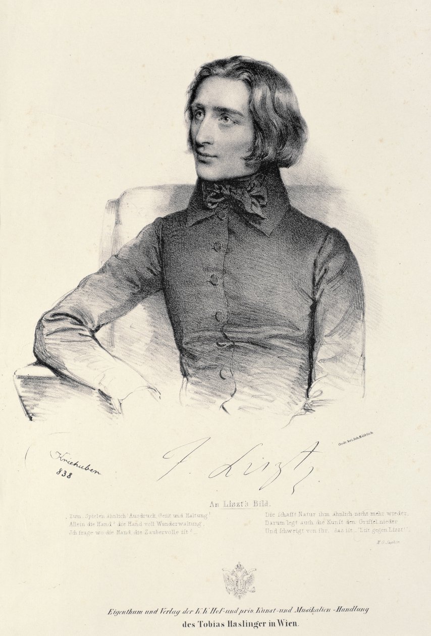 Portrett av Franz Liszt (1811-86) av Fritz Kriehuber