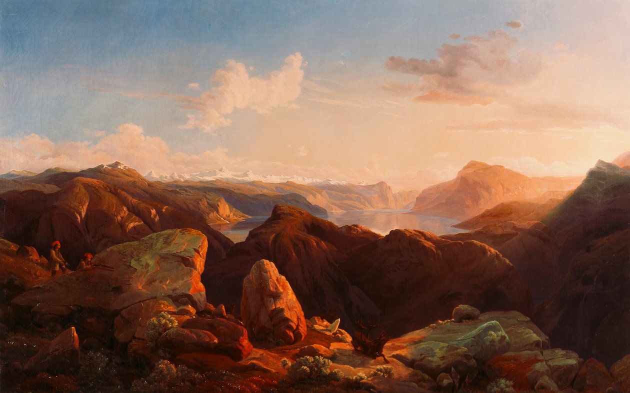 fjellandskap av Fritz (Friedrich) Bamberger
