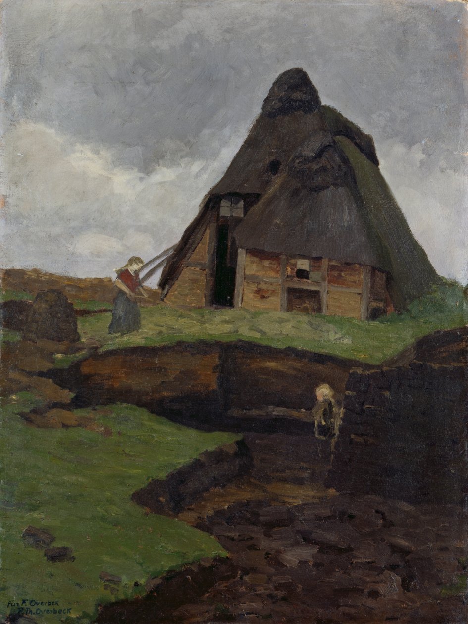 Mire Cottage med barn av Fritz Overbeck