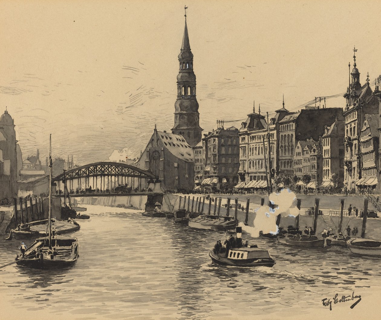 Dovenfleet med St. Catherines kirke av Fritz Stoltenberg