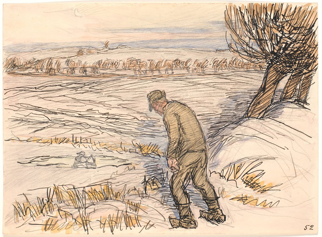 Bonden ved den islagte innsjøen av Fritz Syberg
