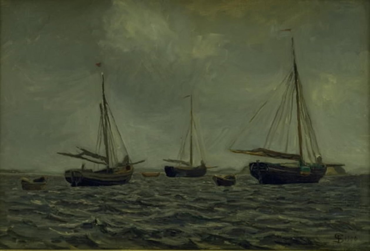 Skip ved anker av Fritz Syberg