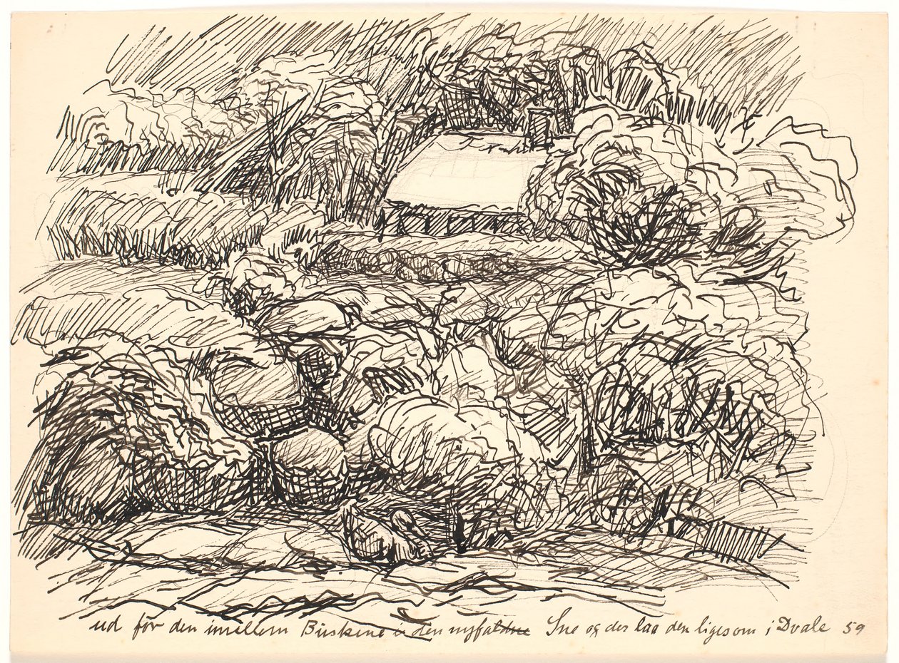Utover den mellom buskene... av Fritz Syberg
