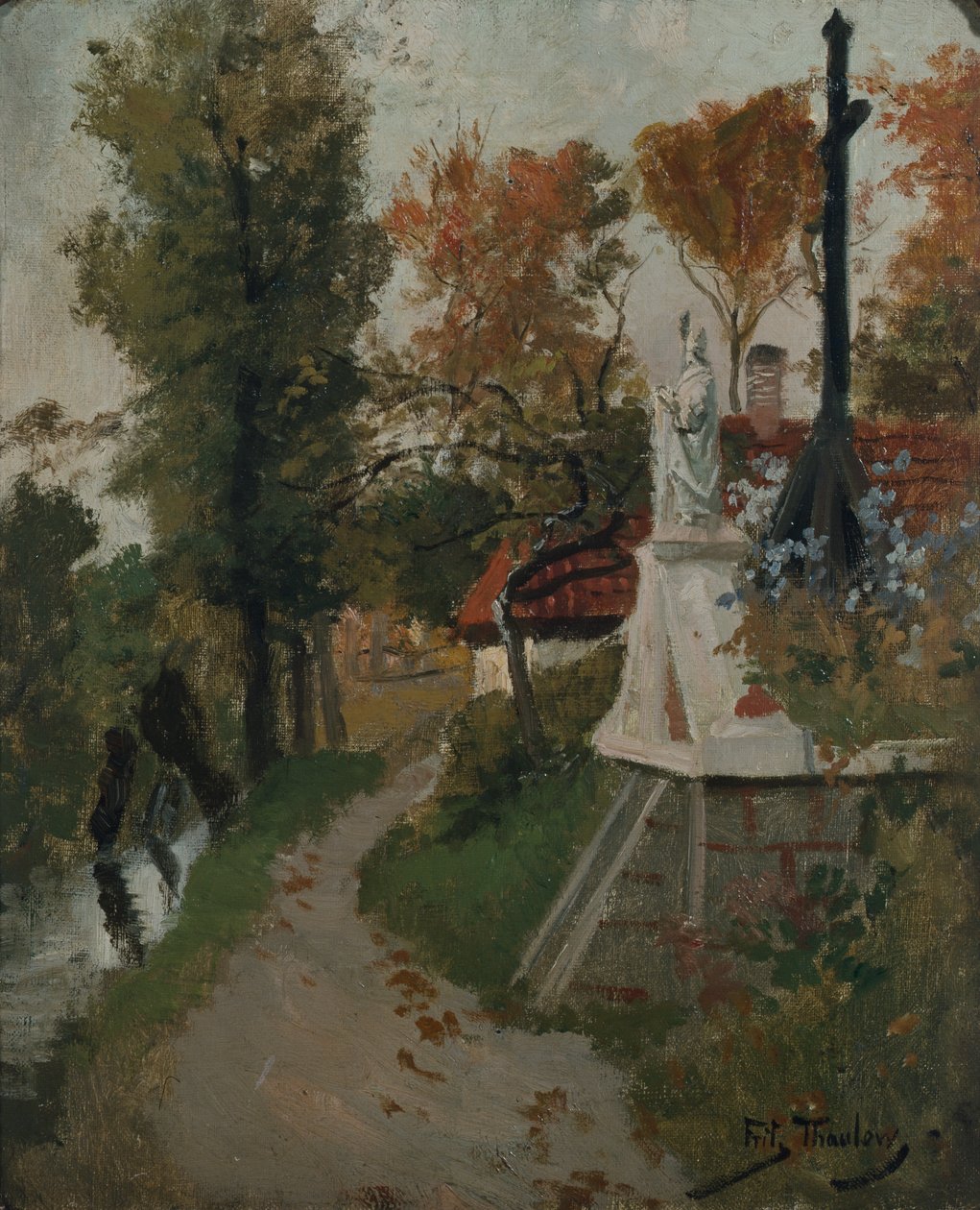 Alter og kors ved landeveien i Normandie, ca. 1900 (maleri) av Fritz Thaulow