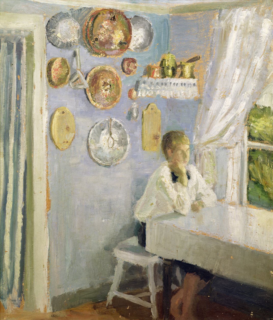 Harald ved frokostbordet, ca.1900 (olje på panel) av Fritz Thaulow