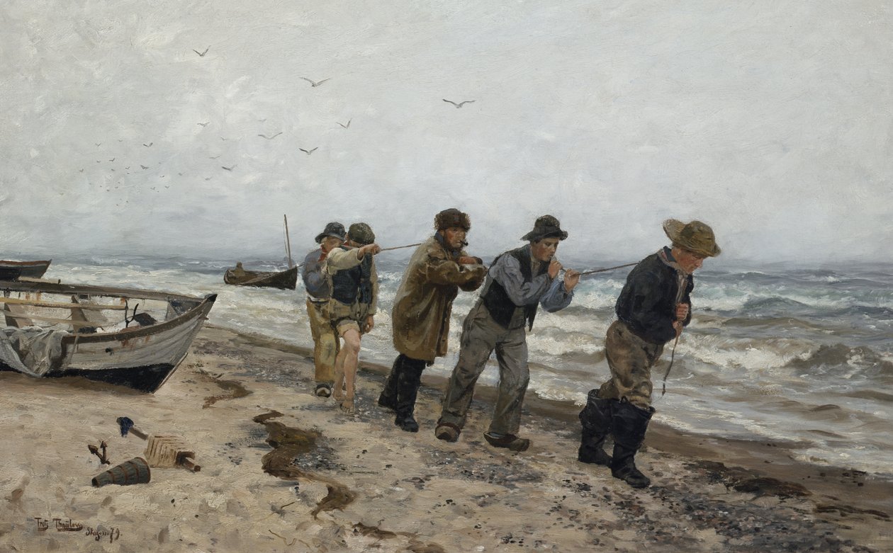 Hjemreisende fiskere, Skagen av Fritz Thaulow