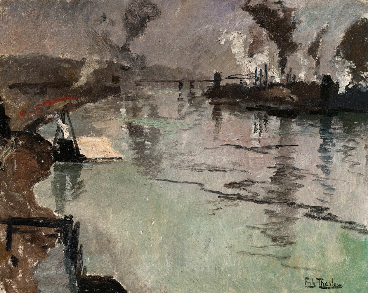 Røykestenger langs elven av Frits Thaulow
