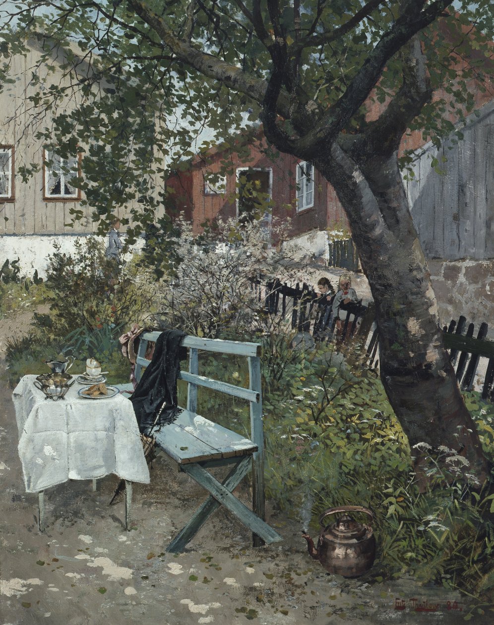Sommerdag i hagen av Fritz Thaulow