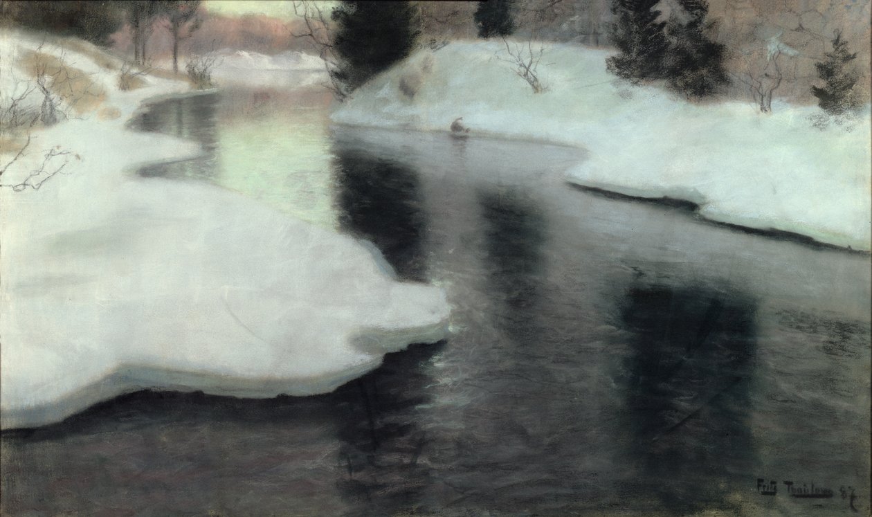 Tine is: Lysakerelva, 1887 av Frits Thaulow