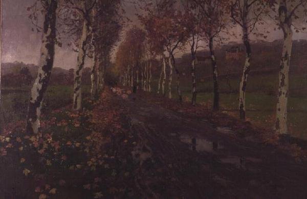 The Avenue of Silver Birches av Fritz Thaulow