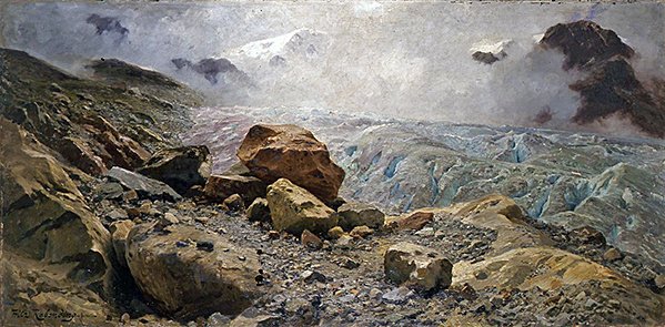 Glacier (olje på lerret) av Fritz Wilhelm Rabending