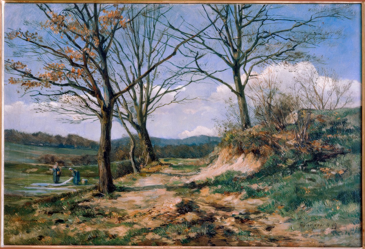 Taunus landskap med vaskedamer av Fritz Wucherer