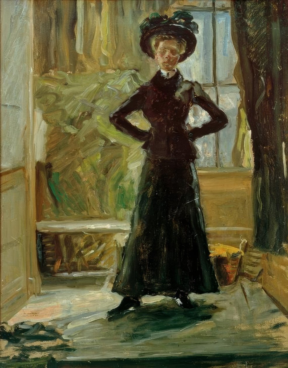 Portrett av datteren i svart kostyme av Fritz von Uhde