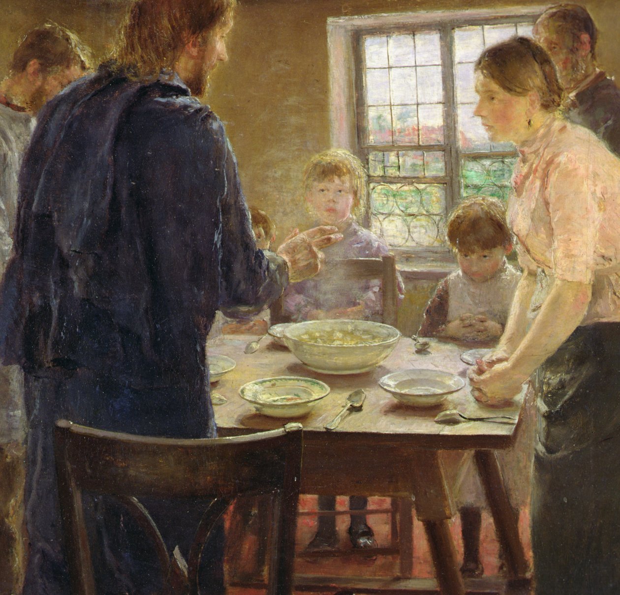 Kristus med bøndene (detalj), ca. 1887-88 (olje på panel) av Fritz von Uhde