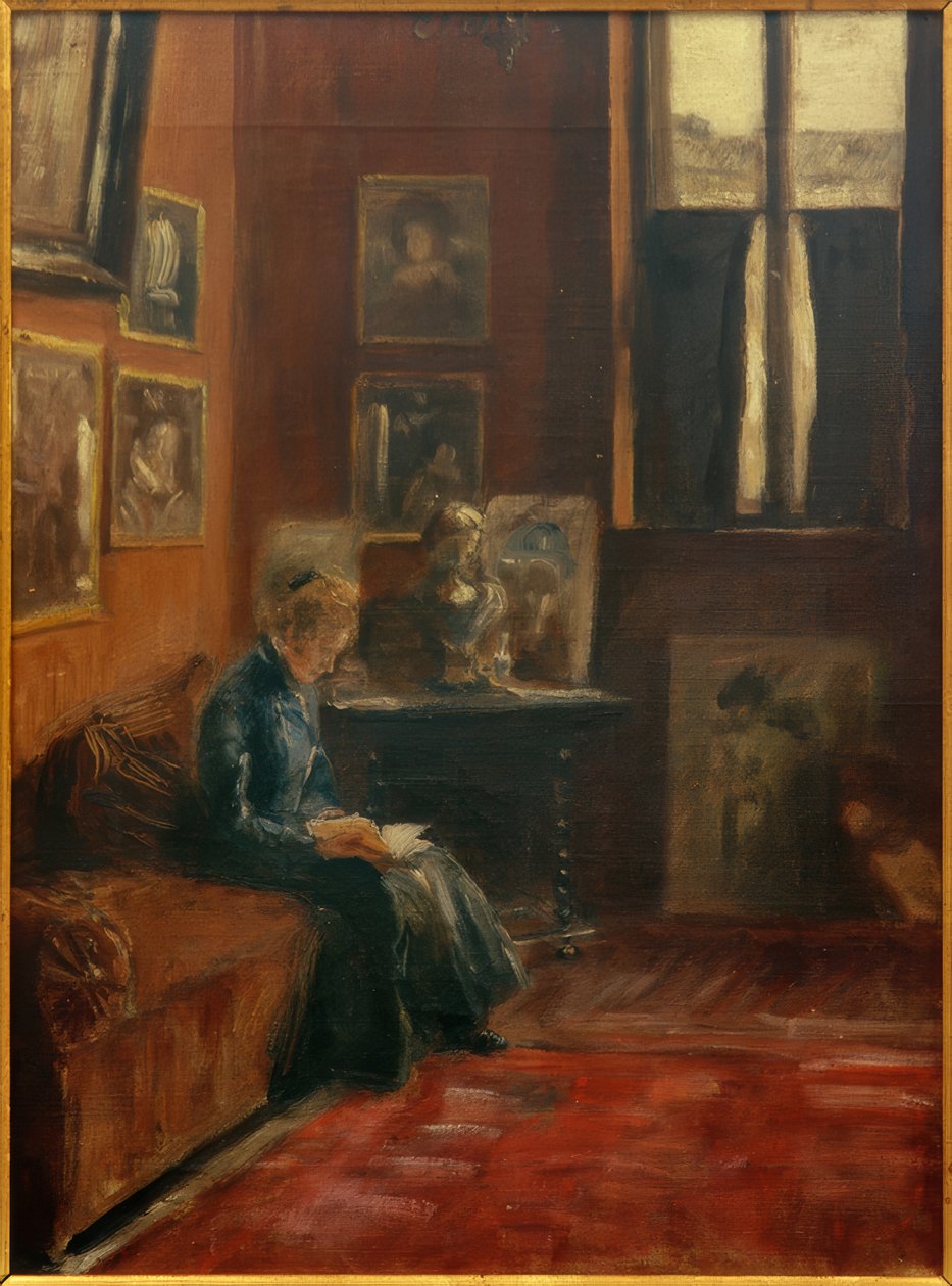 Leseren i studio i Starnberg-huset av Fritz von Uhde