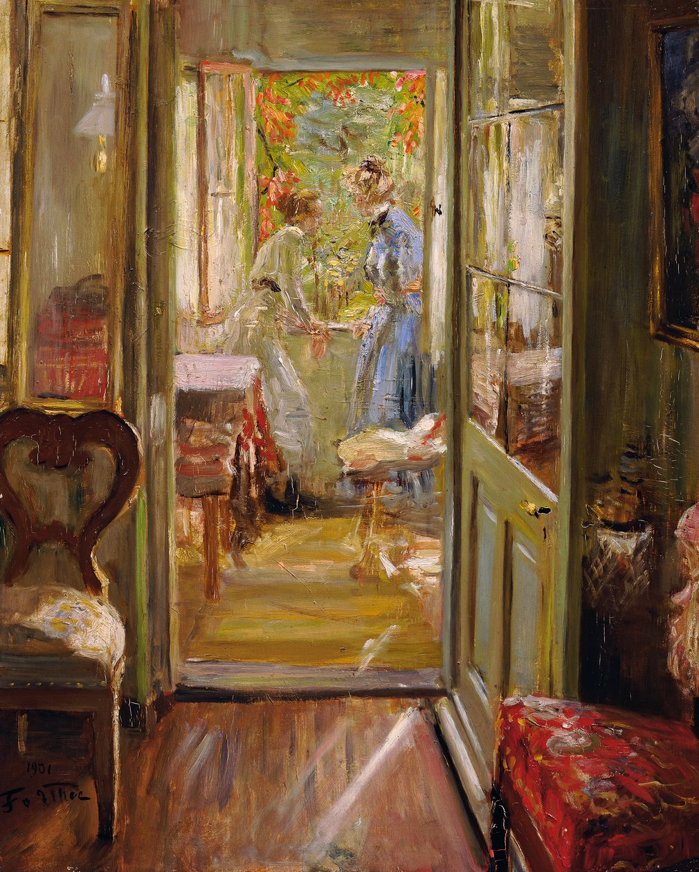 Kunstnerens døtre i våpenhuset av Fritz von Uhde