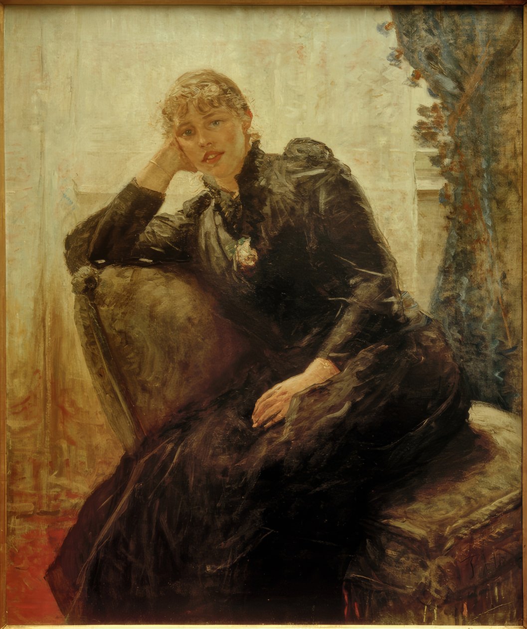 F. von Uhde, portrett av en kvinne (portrett Therese Karl) av Fritz von Uhde