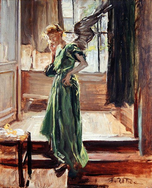 Modellhvile (olje på papir) av Fritz von Uhde