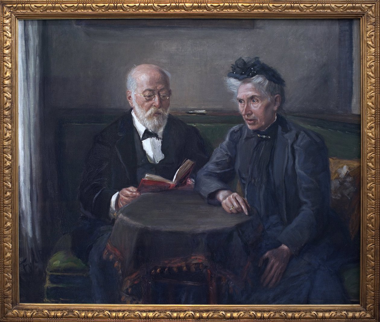 Senator Gustav Hertz og hans kone. Maleri av Fritz von Uhde (1848-1911), olje på lerret av Fritz von Uhde