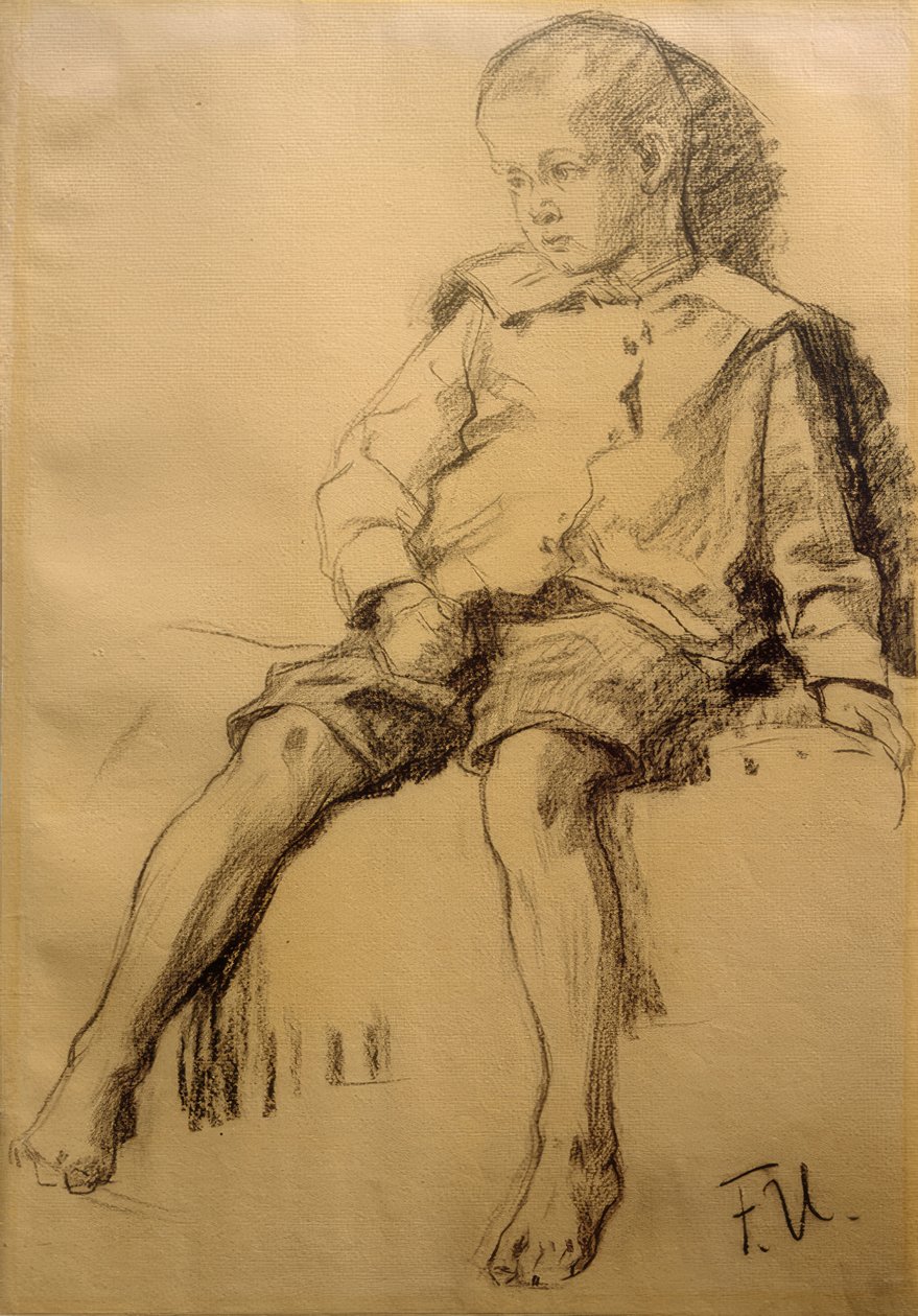 Sittende gutt med bare bein av Fritz von Uhde