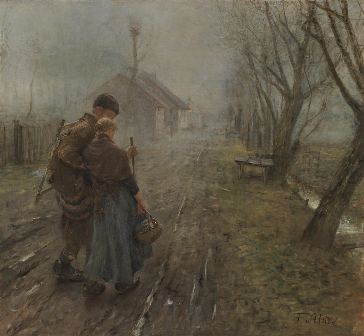 Den vanskelige reisen. Overgang til Betlehem. av Fritz von Uhde